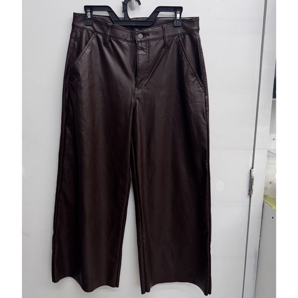 Banana Republic Pants Womens Size 28/6 Brown High Rise Wide Leg Leather Crop